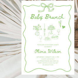 Convites Chá de Bebê Elegante Brunch - Design de Arte Linea
