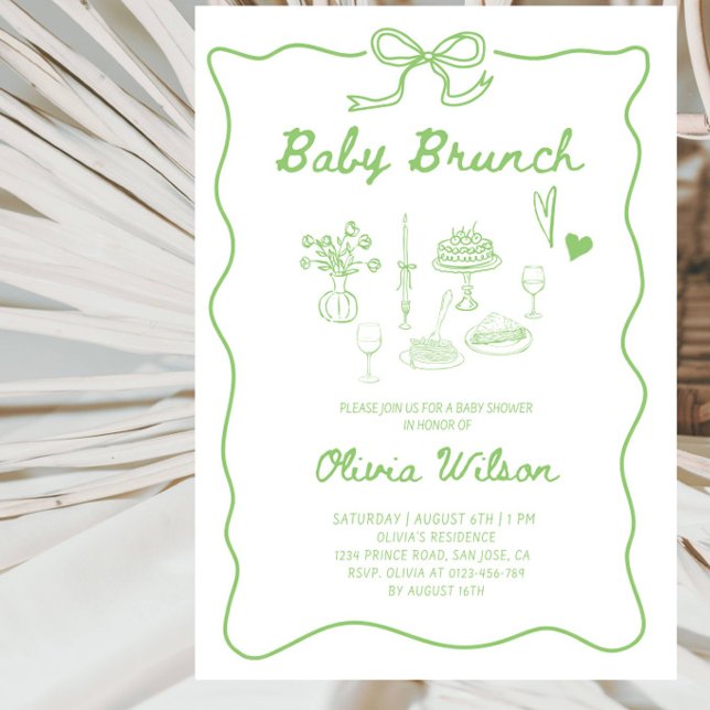 Convites Chá de Bebê Elegante Brunch - Design de Arte Linea (Criador carregado)