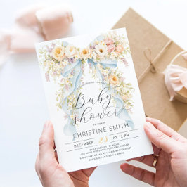 Convites Chá de Bebê Elegante com Arco Floral de Aquarela