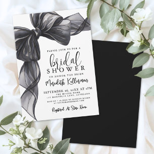 Convites Chá de Bebê Elegante com Laço Preto