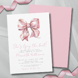 Convites Chá de Bebê Elegante com Laço Rosa