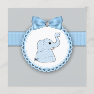 Convites Chá de Bebê Elegante do Elefante Azul