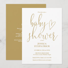 Convites Chá de Bebê Elegante Dourado Tudo em Um