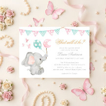 Chá de Bebê Elegante Elefante Revelação de Gênero