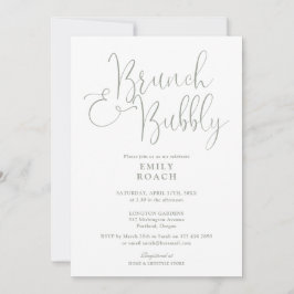Convites Chá de Bebê Elegante em Verde Sage com Brunch e Es