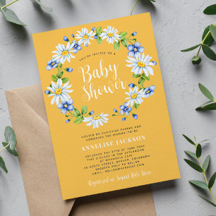 Convites Chá de bebê elegante floral margarida neutro em gê