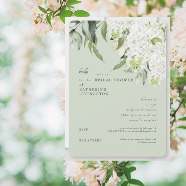Convites Chá de Bebê Elegante Hortênsia Verde Claro  (Criador carregado)
