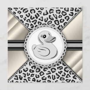 Convites Chá de Bebê Elegante Pato de Borracha Marfim