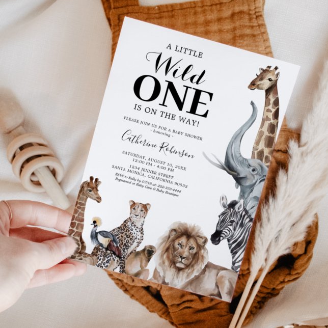Convites Chá de Bebê Elegante Safari Wild One (Criador carregado)