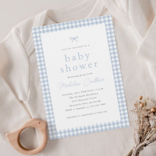 Convites Chá de Bebê Elegante Simples Menino Azul Poento