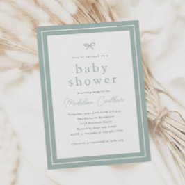 Convites Chá de Bebê Elegante Simples Sage Neutro