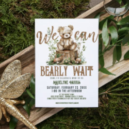 Convites Chá de Bebê em Aquarela da Floresta do Urso Teddy 