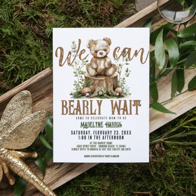 Convites Chá de Bebê em Aquarela da Floresta do Urso Teddy  (Criador carregado)