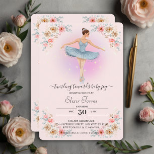 Convites Chá de Bebê em Aquarela de Bailarina com Rodopio F