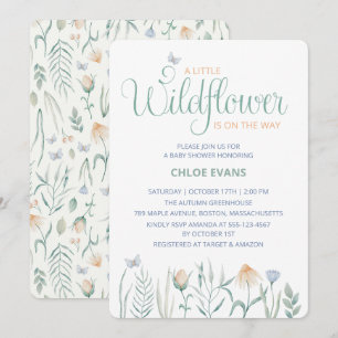 Convites Chá de Bebê em Aquarela de Flores Silvestres de Ou