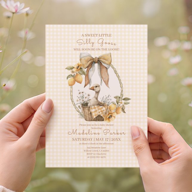 Convites Chá de Bebê em Aquarela de Limão Silly Goose (Criador carregado)