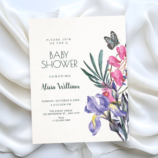 Convites Chá de bebê em aquarela floral (Criador carregado)