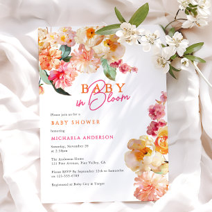 Convites Chá de Bebê em Aquarela Floral Baby In Bloom
