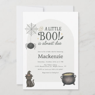 Convites Chá de Bebê em Aquarela Little Boo Arch Halloween