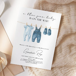 Convites Chá de Bebê em Azul Jeans
