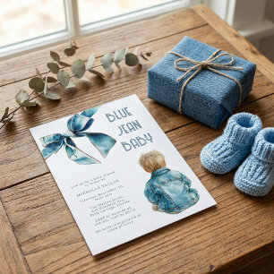 Convites Chá de Bebê em Blue Jean Baby Denim