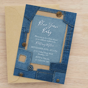 Convites Chá de Bebê em Blue Jean Baby Denim