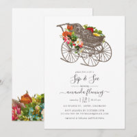 Chá de Bebê em Carrinho de Bebê Floral Vintage Sip
