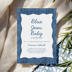 Convites Chá de Bebê em Denim Azul Jeans