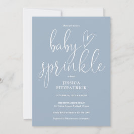 Convites Chá de bebê em dusty blue com grafia elegante