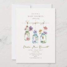 Chá de Bebê em Jarra de Vidro com Flores Silvestre