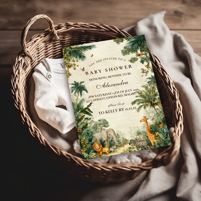 Convites Chá de Bebê Encantado Safari Tropical (Criador carregado)