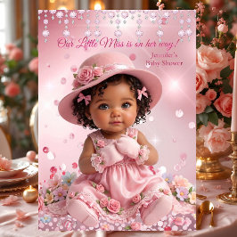 Convites Chá de Bebê Étnico Menina Rosa Fofa