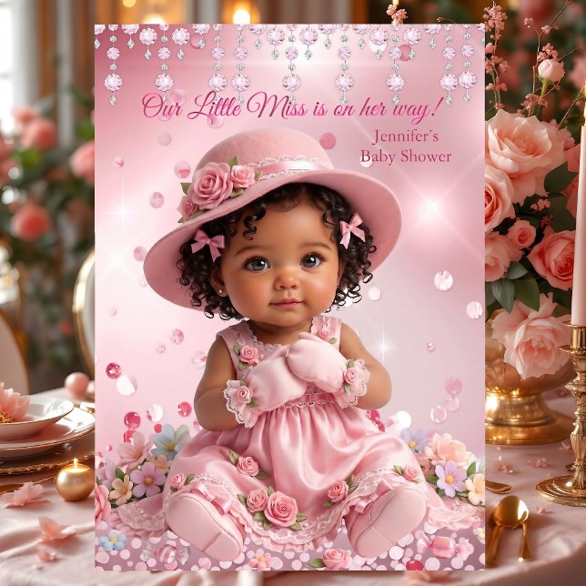 Convites Chá de Bebê Étnico Menina Rosa Fofa (Criador carregado)