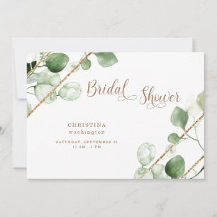 Convites Chá de Bebê Eucalyptus Gold Text
