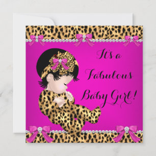 Convites Chá de Bebê Fabuloso Bebê Menina Bonita Leopardo R