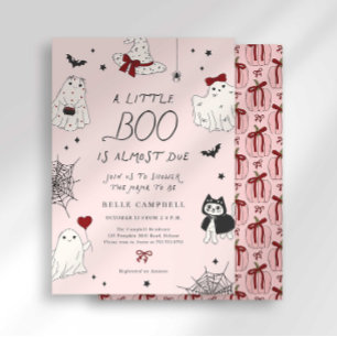 Convites Chá de Bebê Fantasminha Rosa Préppy Little Boo