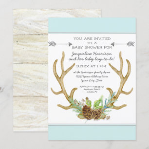 Convites Chá de Bebê Ferns Deer Antler Pine BOHO