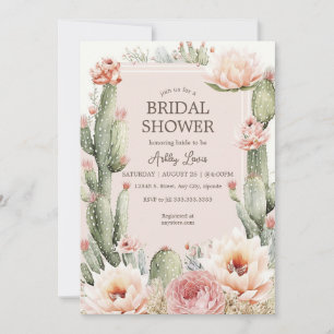 Convites Chá de Bebê Festa Boho Cactus Flores
