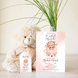 Convites Chá de bebê festa chá de bebê ursinho rosa em uma