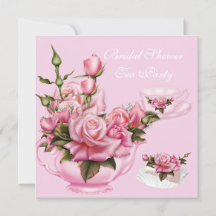 Convites Chá de Bebê Festa Chá de Rosa Rosa Teapot 4
