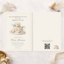Chá de Bebê Festa de Chá Estilo Vintage Código QR