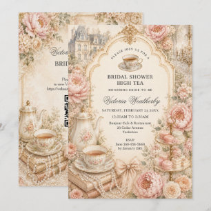 Convites Chá de Bebê Festa de Chá Vintage Regency
