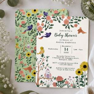 Convites Chá de Bebê Festa de Criança com Flor Silvestre Fo