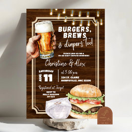 Convites Chá de Bebê Festa de Hambúrguer Cerveja e Fraldas