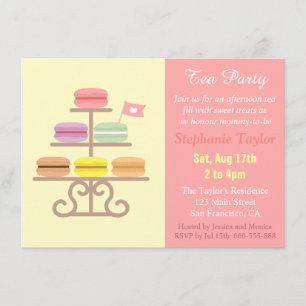 Convites Chá de Bebê Festa de Macarons, Doce Rosa