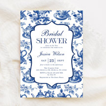 Chá de Bebê Festa do Chá Azul Branco Chinoiserie