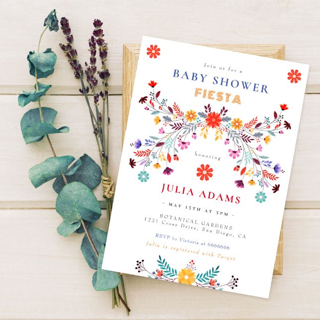 Convites Chá de Bebê Fiesta Floral Talavera Mexicana na Mod (Criador carregado)