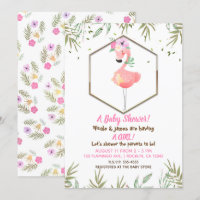 Chá de Bebê Flamingo Rosa Aquarela Tropical