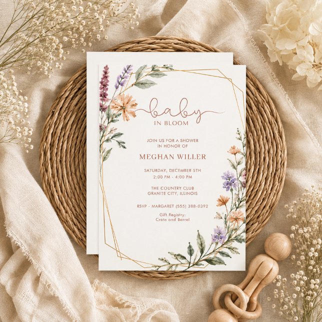 Convites Chá de Bebê Flor de Bebê em Flor (Wildflower Baby in Bloom Baby Shower Invitation)