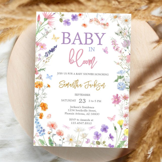 Convites Chá de Bebê Flor de Bebê Floral Silvestre em Flor (Criador carregado)
